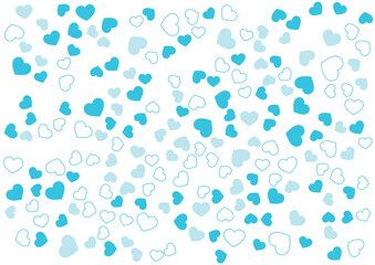ハート柄の背景 水色系の3色 フチと単色 ハート