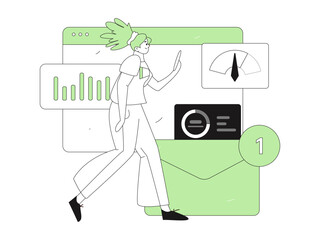 Flat vector illustration of business people operating work scene
