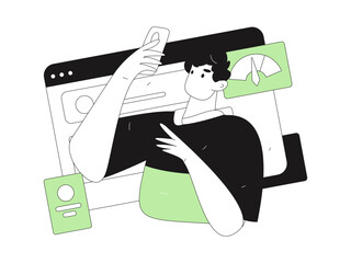 Flat vector illustration of business people operating work scene
