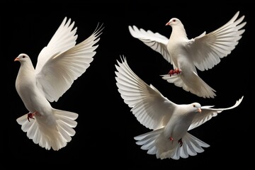 Obraz premium white doves in black background 