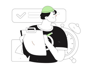 Flat vector illustration of business people operating work scene
