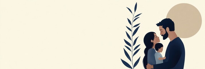 family appreciation day design, contemporary flat banner for global day of parents with abstract family illustrations, pastel color blocks, and clean geometric shapes for text