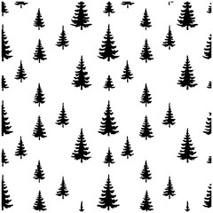 Obraz premium Monochrome Pine Tree Silhouette Repeat Pattern