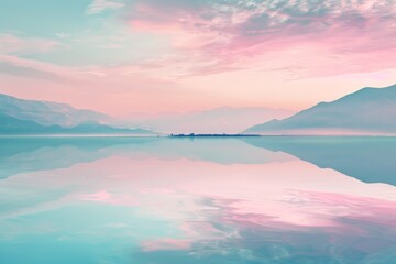 Fototapeta premium Pastel sunrise lake reflection landscape