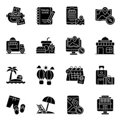 Set of Hotel and Travel Solid Icons 


