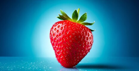 strawberries on a blue gradient background
