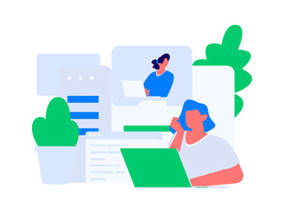 Flat vector illustration of business people operating work scene
