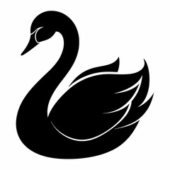 Minimalist Black Swan Silhouette Vector