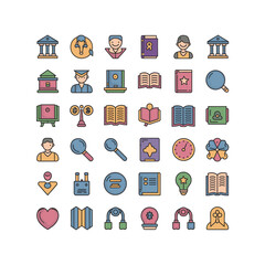 Education Icons Vector Collection – School, Online Learning, and Academic Symbols