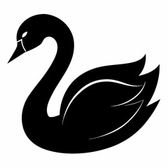 Minimalist Black Swan Silhouette Vector