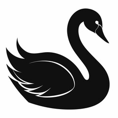 Minimalist Black Swan Silhouette Vector