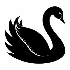 Minimalist Black Swan Silhouette Vector