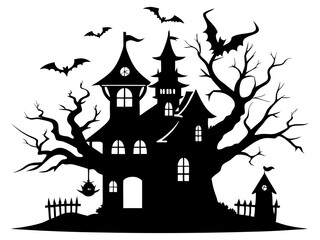 Halloween Home Silhouette Vector, Home Icon Vector