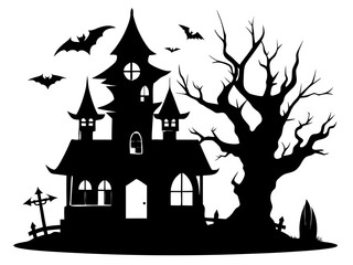 Halloween Home Silhouette Vector, Home Icon Vector