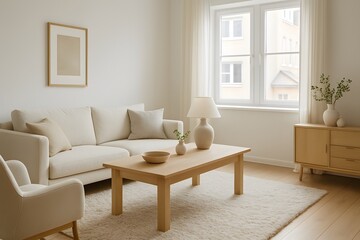 Bright and Cozy Living Room with Minimalist Design and Natural Light