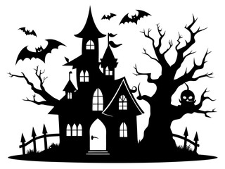 Halloween Home Silhouette Vector, Home Icon Vector