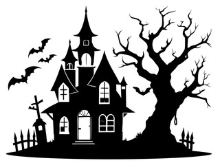Halloween Home Silhouette Vector, Home Icon Vector