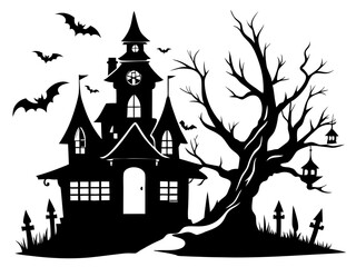 Halloween Home Silhouette Vector, Home Icon Vector