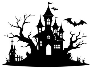Halloween Home Silhouette Vector, Home Icon Vector