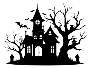 Halloween Home Silhouette Vector, Home Icon Vector