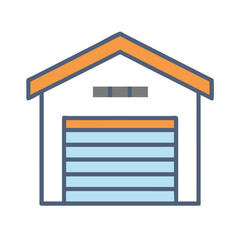 Garage with Rolling Door Entrance Icon Design