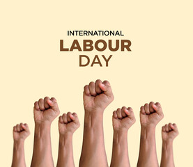 Happy Labour Day concept. 1st May- International labor day 3d concept. Labor safety and right at...