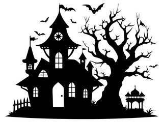 Halloween Home Silhouette Vector | Haunted House SVG for Cricut
