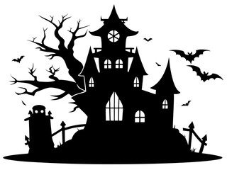 Halloween Home Silhouette Vector | Haunted House SVG for Cricut
