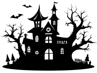 Halloween Home Silhouette Vector | Haunted House SVG for Cricut