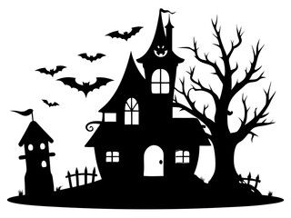 Halloween Home Silhouette Vector | Haunted House SVG for Cricut