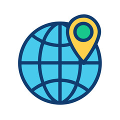 Globe with Location Pin Marker Icon Design

