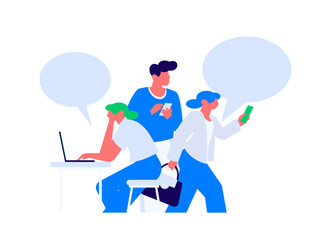 Flat vector illustration of business people operating work scene
