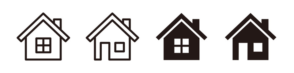 Simple home icon set. Line and solid style.