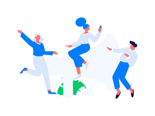 Flat vector illustration of business people operating work scene
