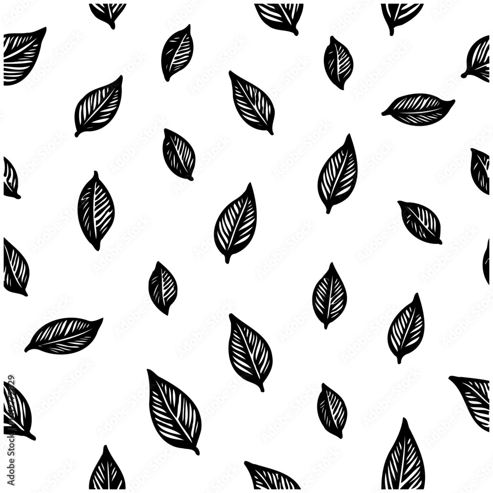 Poster monochrome foliage pattern with dynamic leaf fall
