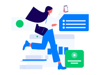 Flat vector illustration of business people operating work scene
