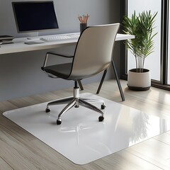 White Chair Mat with Modern Office Floor.