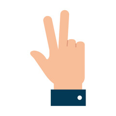 Simple Flat Vector Illustration of a Hand with the Index and Middle Fingers Extended, Showing a Number Two or Peace Sign, Isolated on a White Background.