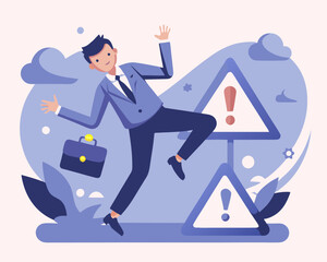 Caution or Mistake Attention with Risk Alarm and Warning Sign for Error or Failure Concept