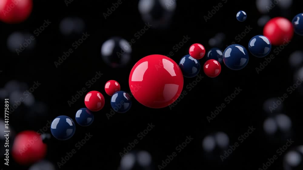 Poster abstract depiction of colorful spheres in motion against a dark background showcasing depth and dime