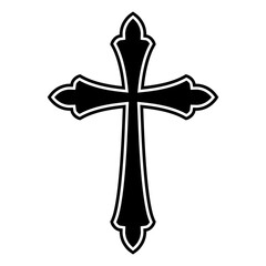 Christian cross silhouette icon,simple,minimalist and modern design,isolated on white background,religion symbol
