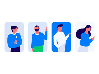 Flat vector illustration of business people operating work scene
