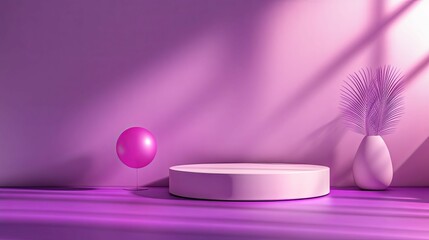 Obraz premium Stylish, minimalist, purple product display pedestal.