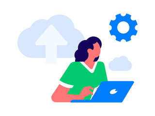 Flat vector illustration of business people operating work scene
