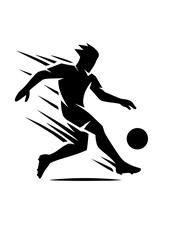 Silhouette of Soccer Player Running with Ball – Dynamic Motion Vector