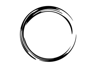 Grunge circle made for marking. Grunge oval shape made with black paint.