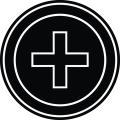 Obraz premium Plus Sign Circle Silhouette Black Vector | Add Symbol Icon for UI, Print, Cut Files, and Digital Projects