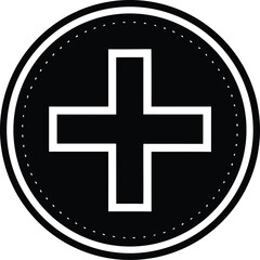 Plus Sign Circle Silhouette Black Vector | Add Symbol Icon for UI, Print, Cut Files, and Digital Projects