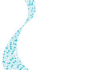 ハート柄の背景 水色系の3色 フチと単色 ハート