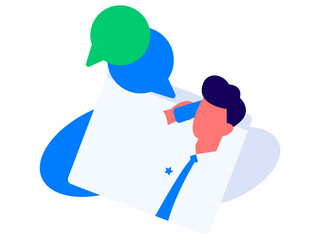 Flat vector illustration of business people operating work scene
